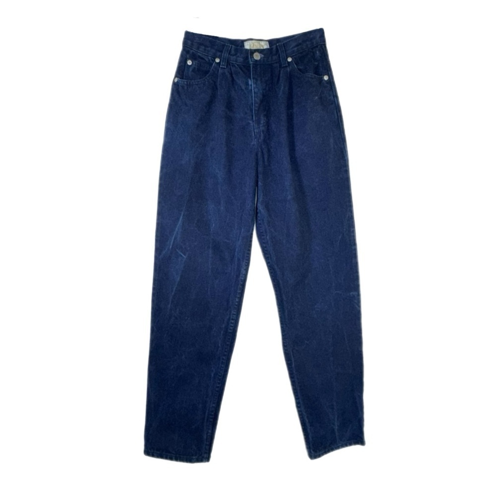 Jeanjer Vintage 80s Dark Indigo High Pleated Waist Tapered Leg Jeans